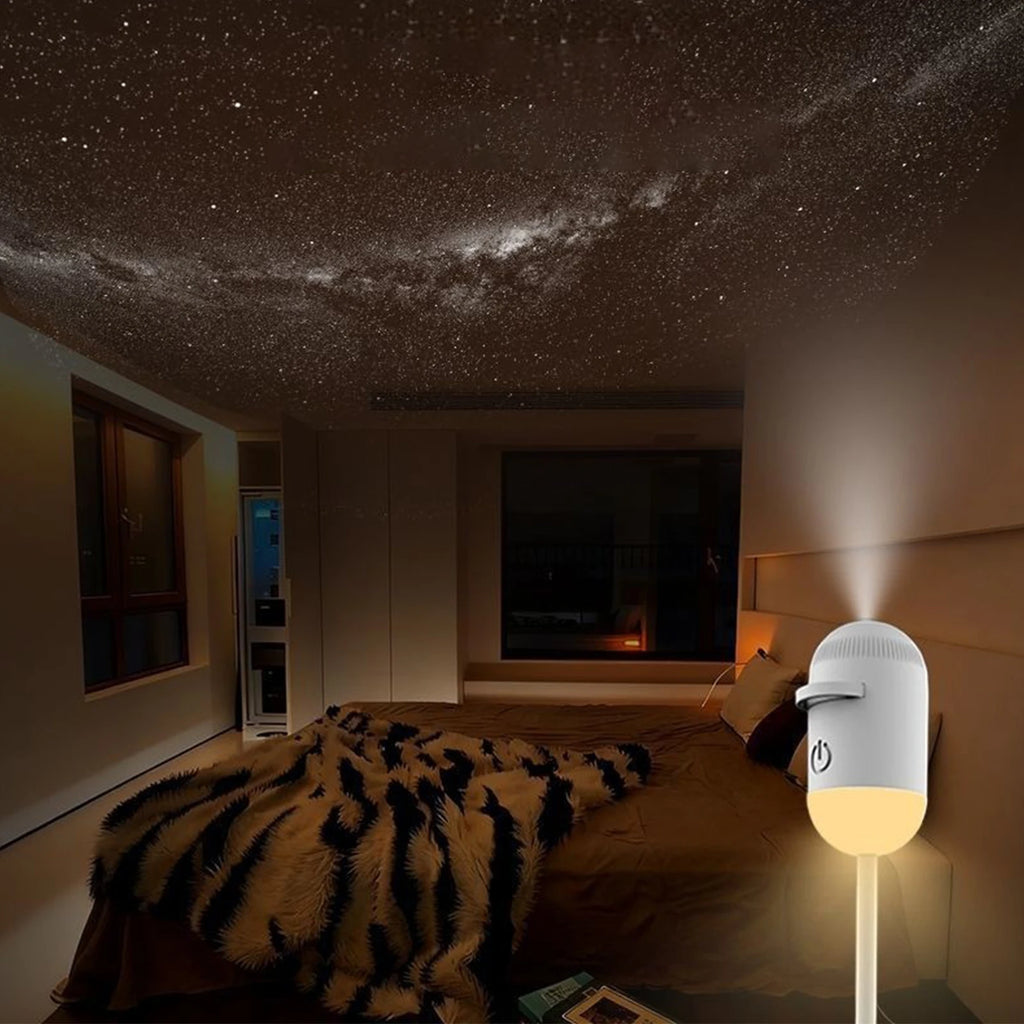 LED Galaxy Projector Night Light Rotatable Starry Sky Ambient Lamp Mini Galaxy Ceiling Projector Light for Bedroom Living Room