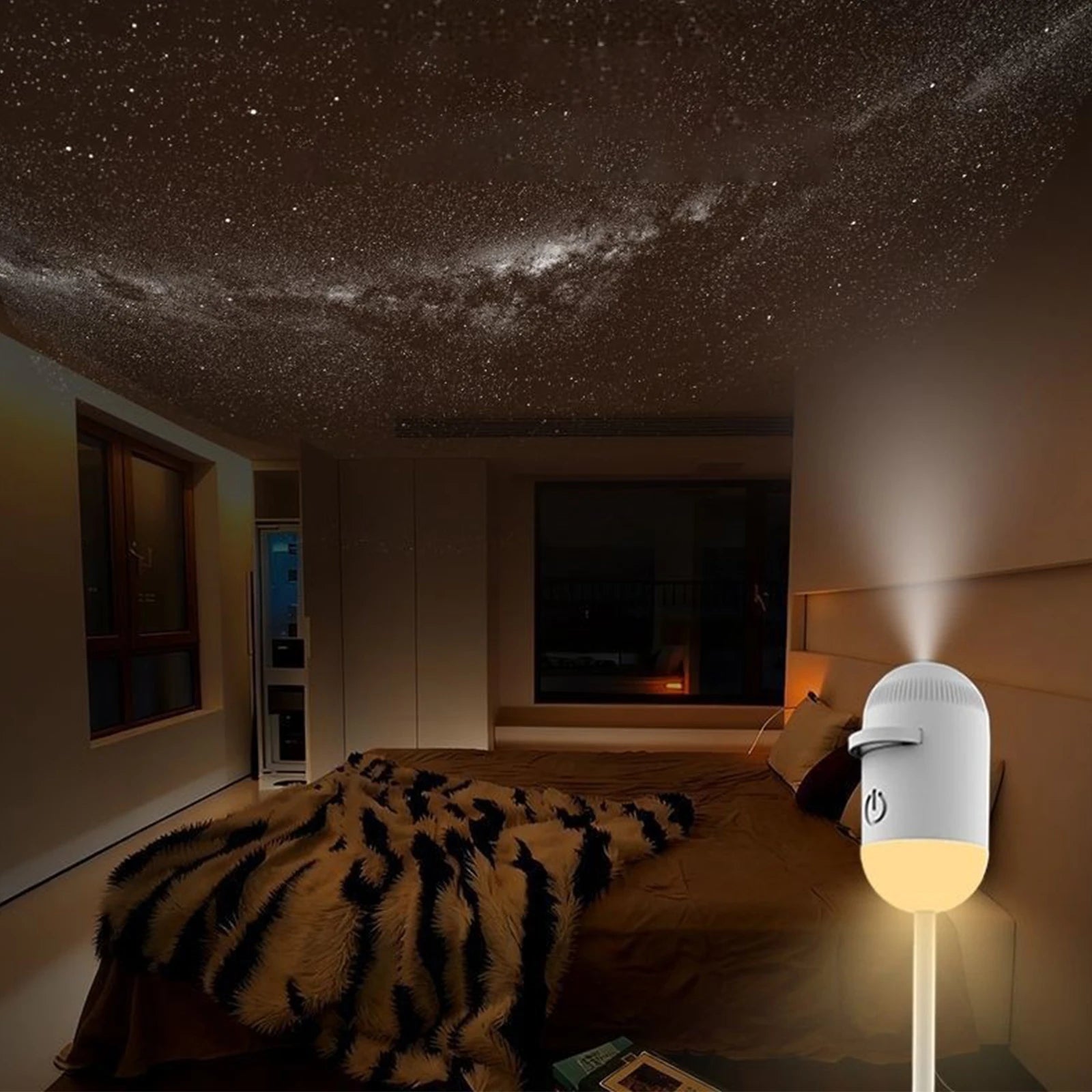LED Galaxy Projector Night Light Rotatable Starry Sky Ambient Lamp Mini Galaxy Ceiling Projector Light for Bedroom Living Room